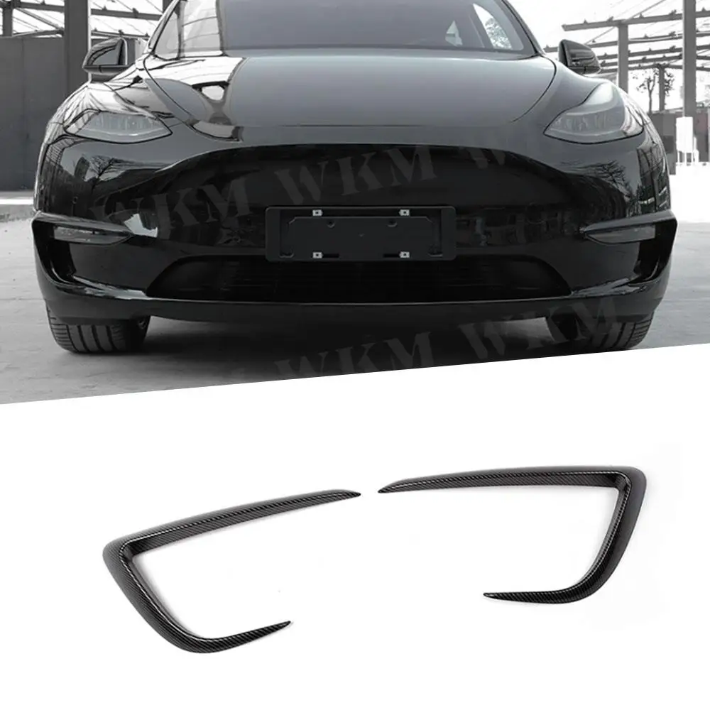 

Front Fog Lamp Wind Knife for Tesla Model Y Decorative Frame Light Trim Eyebrow Protection Cover Strip Carbon Fiber Accessories