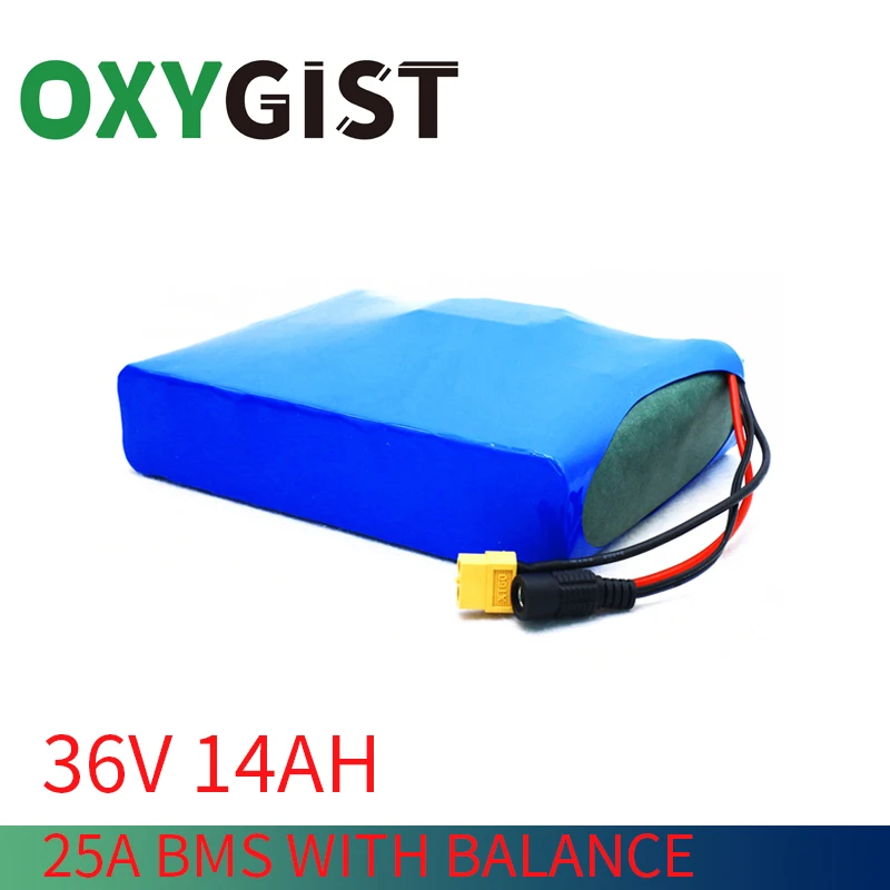 OXYGIST 10S4P 14Ah Flat high power 36V 18650 lithium ion battery pack for electric car bike bicycle scooter motor with 25A BMS