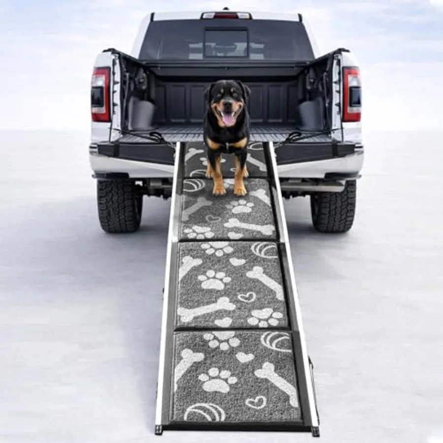 

Dog Ramp for Car SUV Truck 71 Long x 20 Wide Extra Side-Strap Stability System Non-Slip Quad-Fold Pet Ramp for Large Dogs 250 l