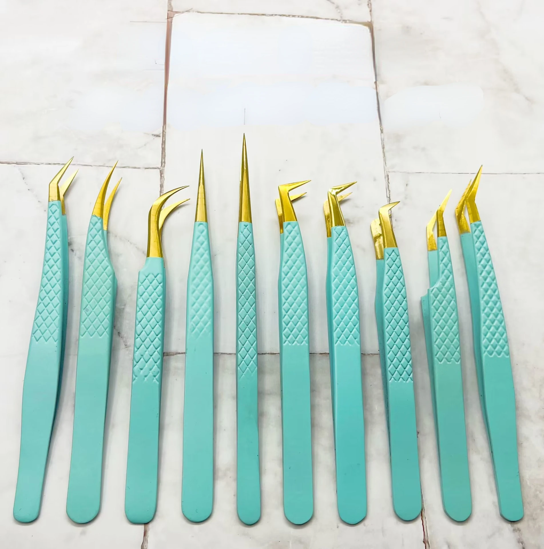 New Eyelash Extension Fiber Tip Tweezers Stainless Steel Professional High Precision Tweezer for Volume Fans Eyelash Tweezers