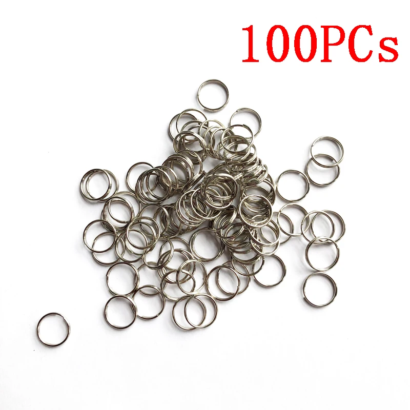 100pcs 8mm 10mm 15mm Key Tags Rings White Plated Personalized Round Split Ring for Pet Id Tags Pet Dog Cats Collar Accessories