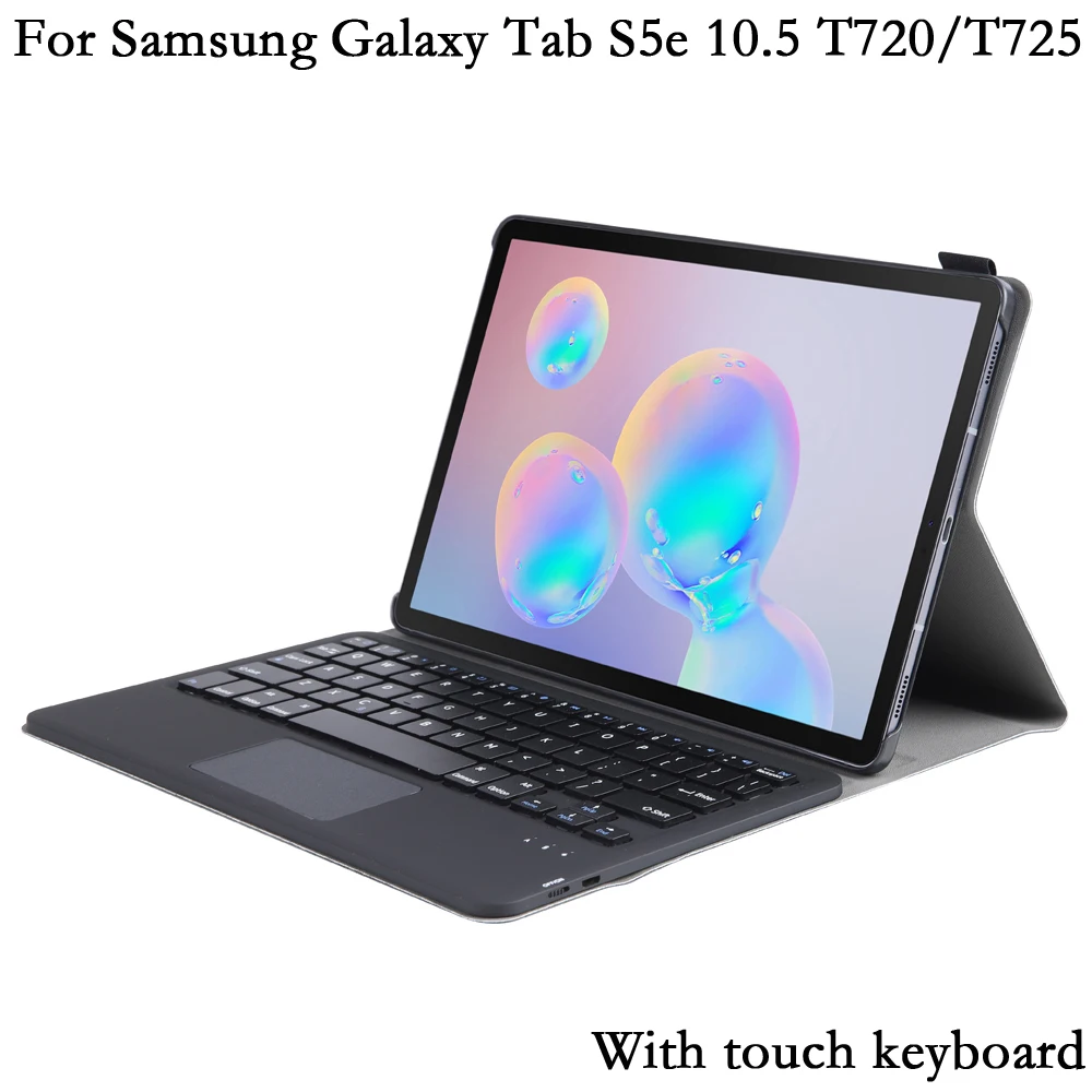 Touch แท็บเล็ตบลูทูธคีย์บอร์ด Bluetooth สำหรับ Samsung Galaxy Tab S5e 10.5คีย์บอร์ด T725 T720 PU หนัง Shell Funda