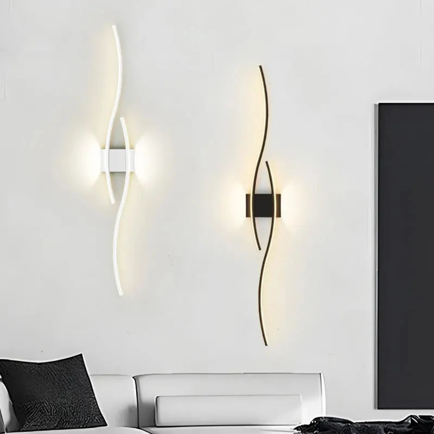 Luces LED de pared blancas y negras para mesita de noche, candelabro de pared Interior elegante para pasillo y pasillo Interior, moderno y acogedor, nuevo