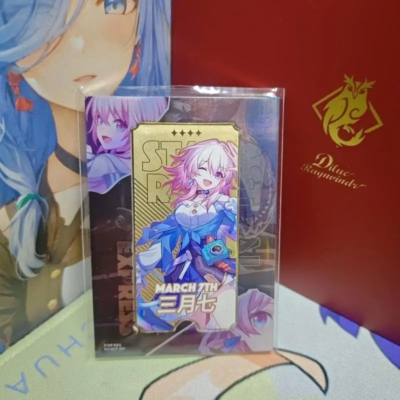 Anime Goddess Story Rare NCP Metal Refraction Game Cards March 7th Pelageya Hook Toys for boys Collectible Card Birthday Present