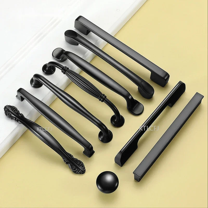 American Style Black Handle Hardware and Aluminum Handl Chest of Drawers Flower Knobs Handles for Drawers