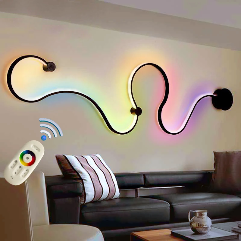 

Creative Art LED Wall Lights Black White RGB Dimmable Wall Lamps Home Indoor Background Decor Wall Sconces Modern LED Lustre