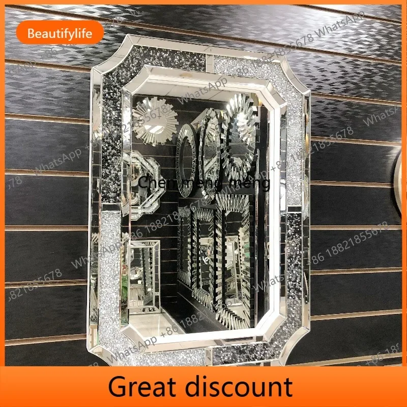 6239 Light luxury wall-mounted mirror, bedroom makeup mirror, dining side porch, fireplace, diamond-encrusted decorative mirror