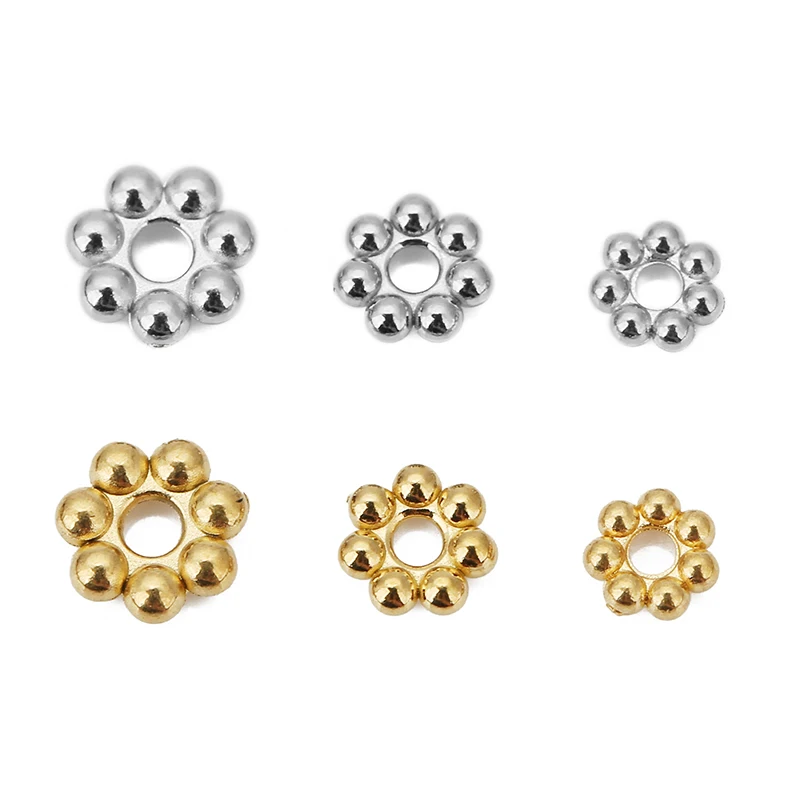 20-50pcs Stainless Steel Daisy Spacer Beads for Jewelry Making Gold Round Handmade Loose Beads DIY Bracelet Necklace Supplies image 3