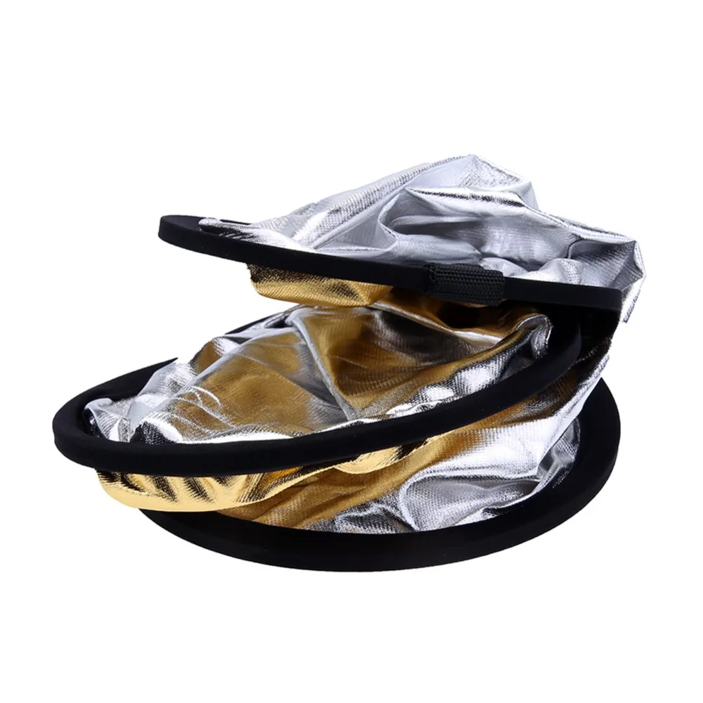 Camllite-Reflector 2 en 1 de 60cm para cámara de estudio, difusores de disco de foto y Flash dorados plegables