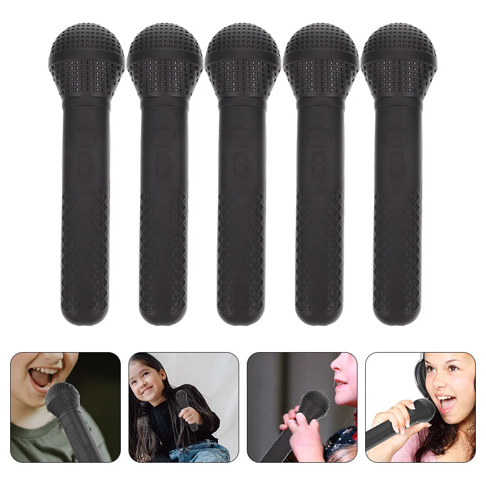 5 Pcs Microphone for Kids Simulation Microphones Props Party Favors Toy Black Toddler Child
