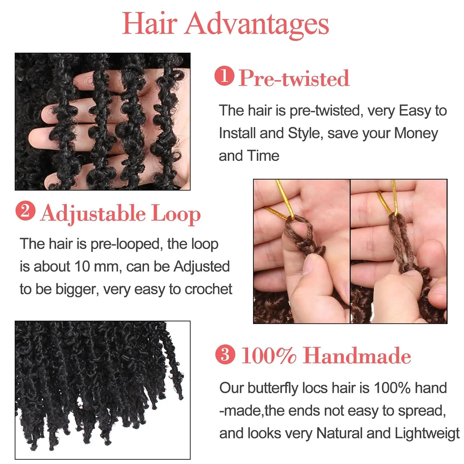 12 بوصة قبل الملتوية فراشة Locs الكروشيه الشعر القصير بوب فراشة المتعثرة الضفائر الشعر 1/6/8 حزم الشعر الاصطناعية للنساء