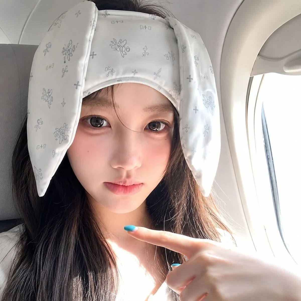 INS Cute Original Blue Bow Rabbit Print Eye Mask High-Looking Sweet Sleeping Blackout Eye Mask Korean Nap Eye Mask Cute Gift