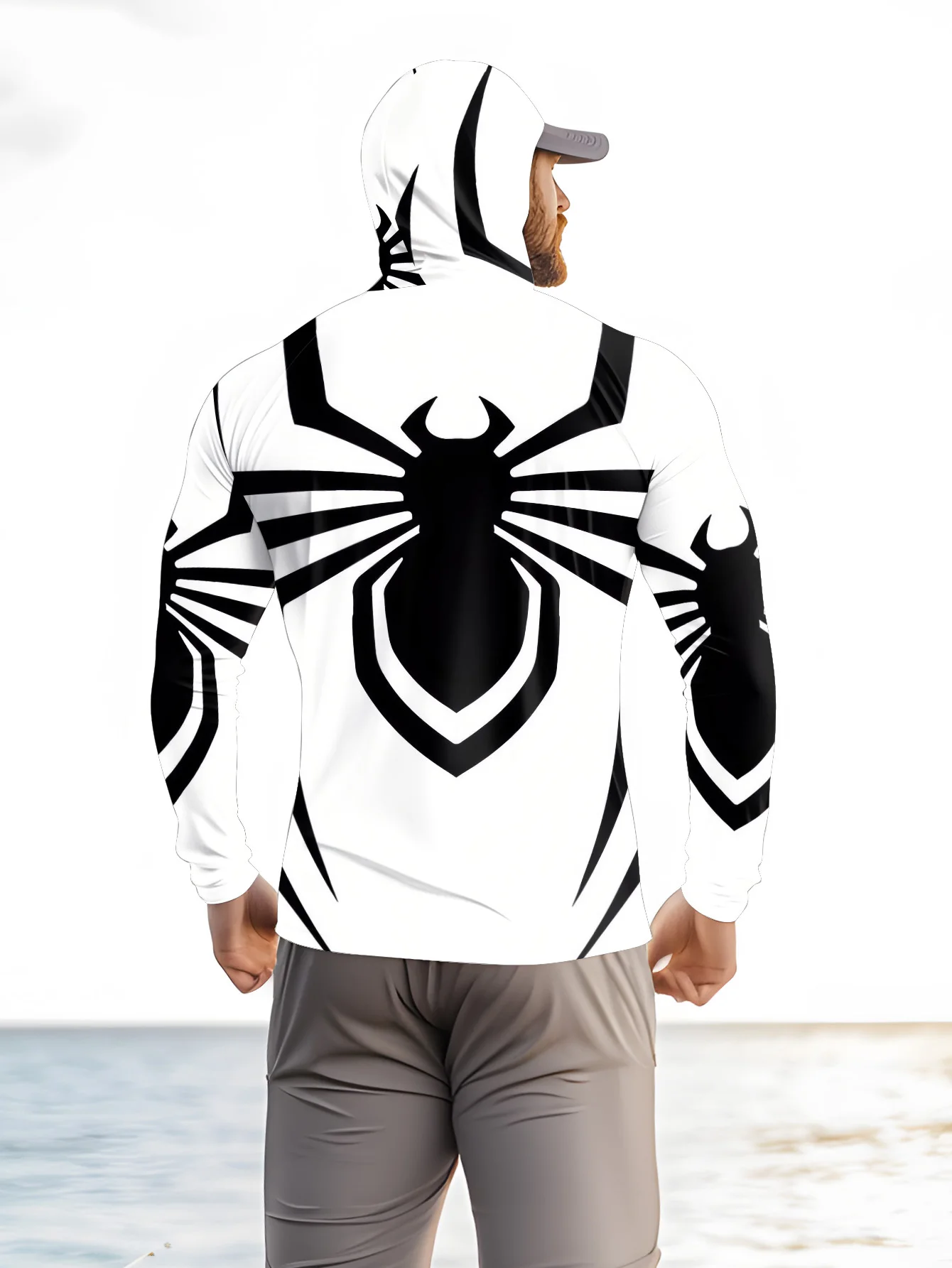 2026 Summer New Style Men's Long-Sleeved Shirt with 3D Spider Pattern Print Comfortable Soft Breathable for Sports Use image 3