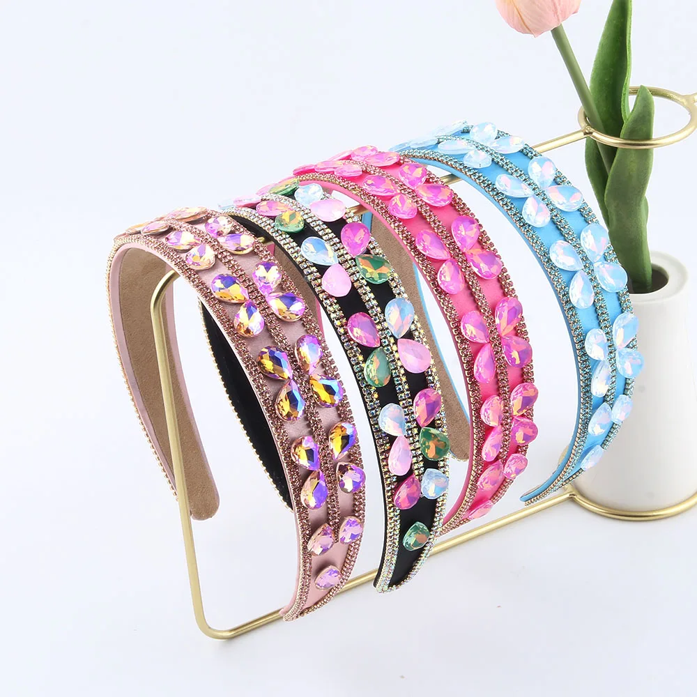 Baroque Colored Narrow Vintage Rhinestone Hair Accessory Wedding Hairband Headband Adult Hair Accessories Hair Jewley 004