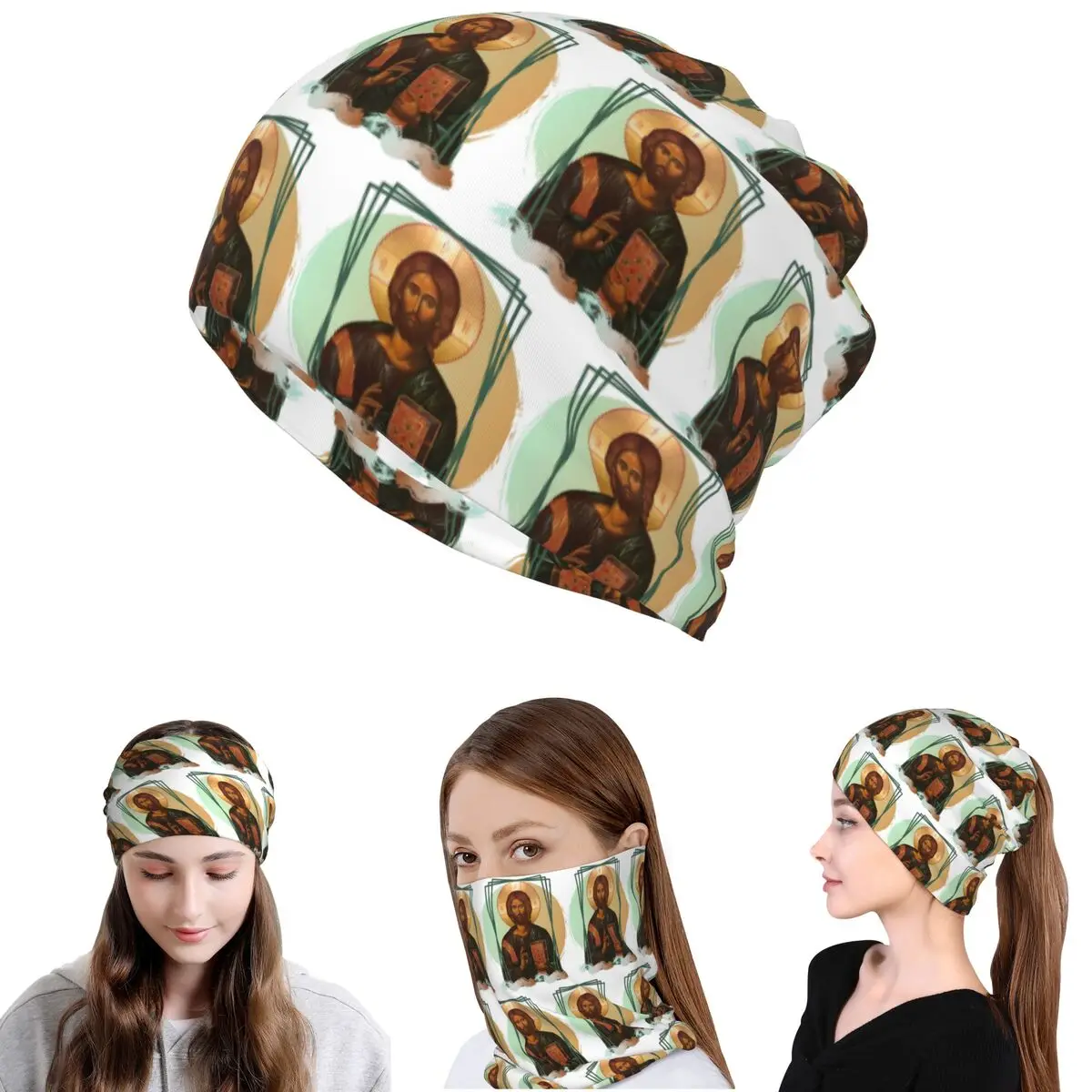 Lord Jesus Christ Bandana Neck Cover Face Scarf Multifunction Balaclava Beanies Hat for Men Women Adult Winter