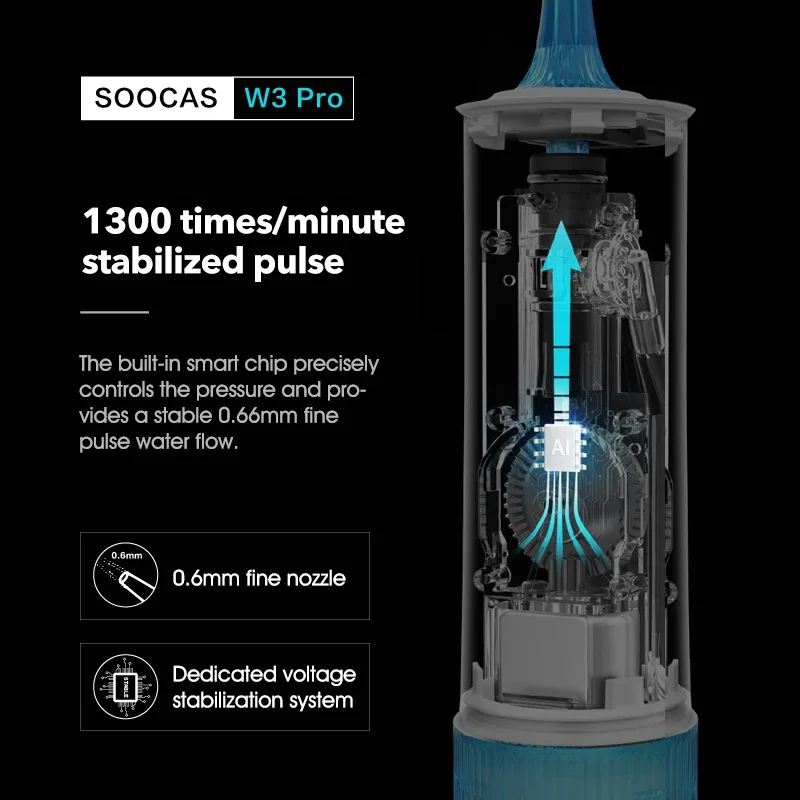 SOOCAS W3 Pro جهاز تنظيف الأسنان بالماء 4 نوع فوهة الأنظف عن طريق الفم الري نوع c قابلة للشحن الأنظف 7 طرق خزان المياه القابلة للإزالة