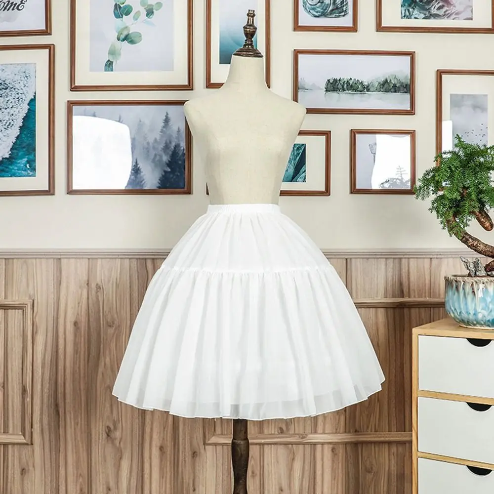 Fashion Lolita Petticoat With Hoop White Underskirt Crinoline Cosplay Adjustable Crinoline Skirt Party Dress view 6