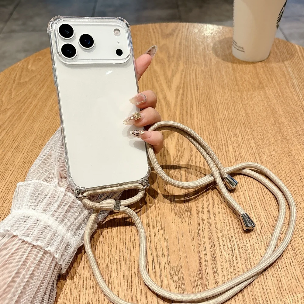 Crossbody-Lanyard-Klarsicht-Handyhülle für iPhone 18 17 16 15 14 13 12 11 Pro Max XR Xs 7 8 Plus Stoßfeste Silikon-Soft-TPU-Hülle – Detail 13