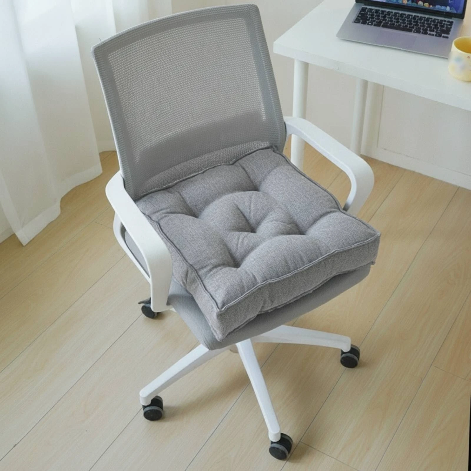 Tufted Seat Cushion Thick Square Floor Pillow Chair Pad Textured for Students, Tatami Room
