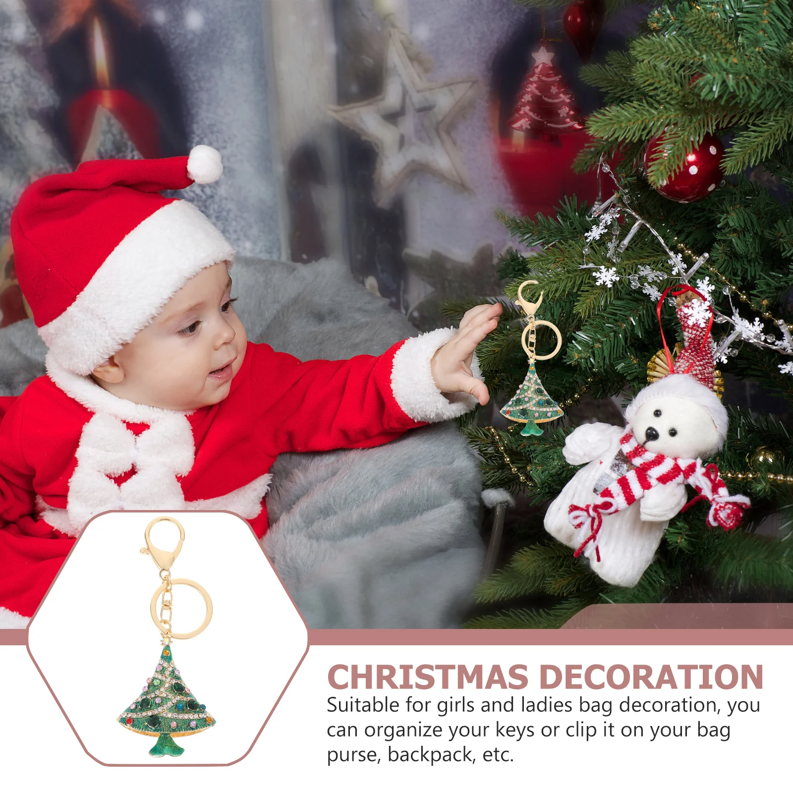 

Christmas Tree Keychain Diamond Decorative Key Ring Exquisite Bag Pendant Creative Xmas Ornament Charming Key Hanging Delicate