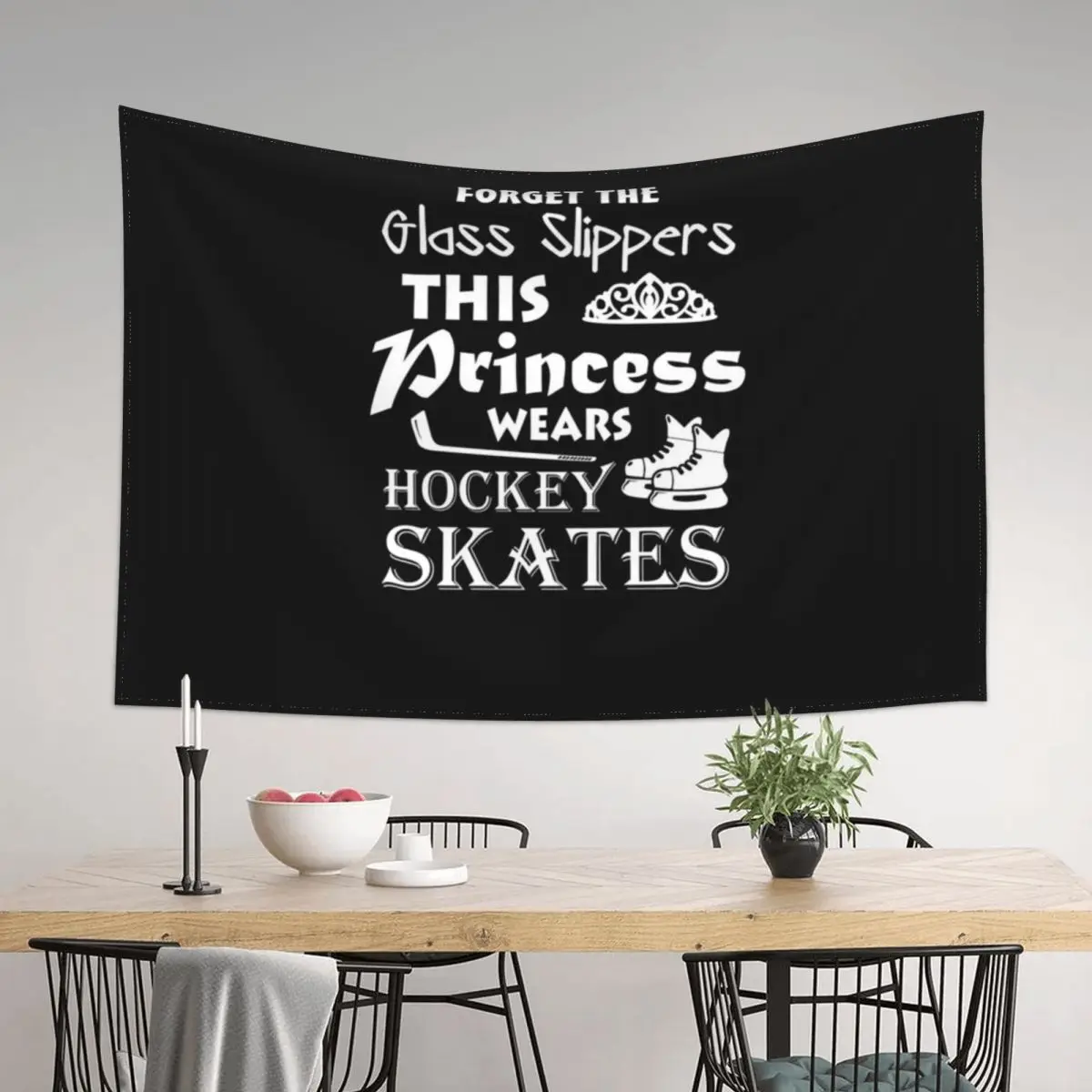 

Forget The Glass Slippers This Princess Wears Hockey Skates V2 Tapestry Decoration Wall Wall Tapestries Tapestry