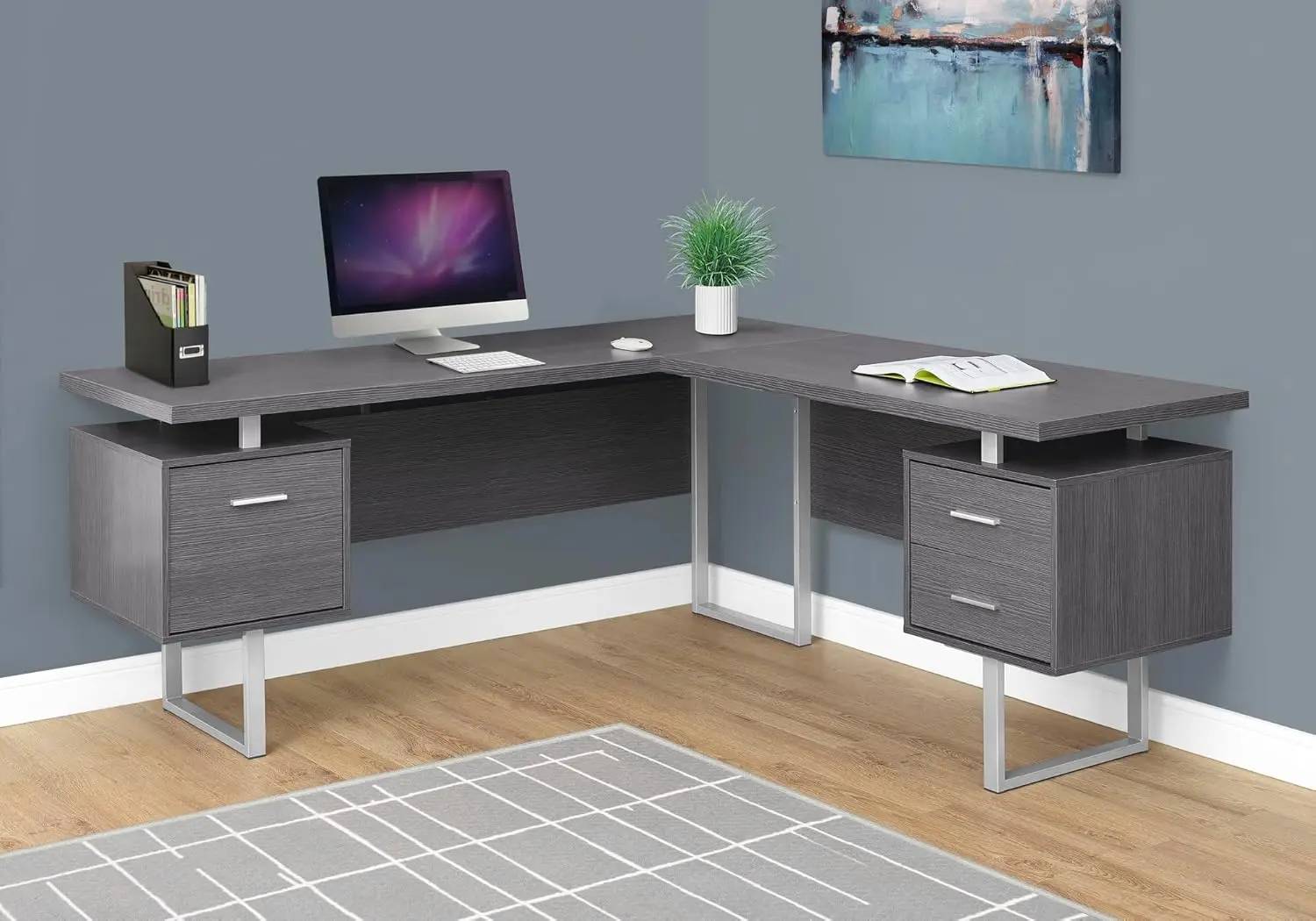 Monarch Specialties Computer 70"L Desk Left or Right Facing - Grey