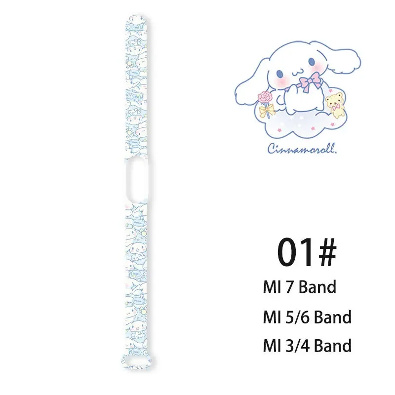 Sanrio Cinnamoroll Silicone Strap for Xiaomi Mi Band 7 6 3 5 4 Cute Anime Wristband Replacement Bracelet for Mi Band Accessories