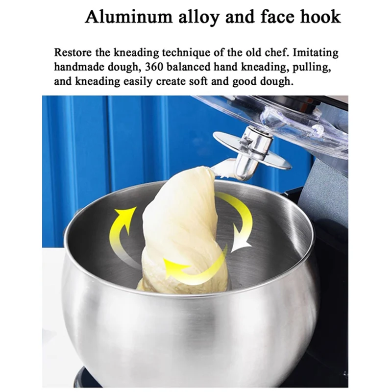 خلاط ستاند، خلاط كهربائي متعدد الوظائف برأس مائل 1000 وات مع وعاء من الفولاذ المقاوم للصدأ سعة 7 لتر