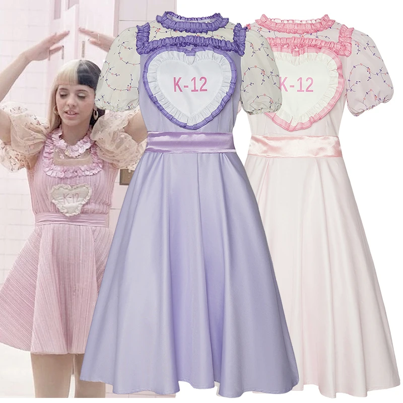 Girls K-12 Outfits K 12 Cry Baby Pink Dress High School Sweethearts Dress Women Melanie Martinez K-12 Dress Halloween Costume