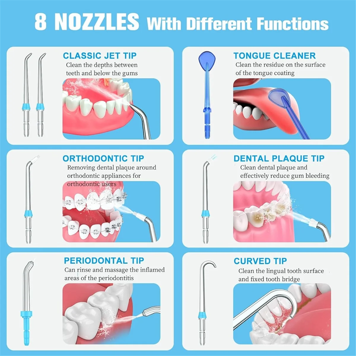 B92A Replacement Tips for Waterpik Water Flosser,Replacement Classic Jet Tips Compatible for Waterpik Oral Irrigator