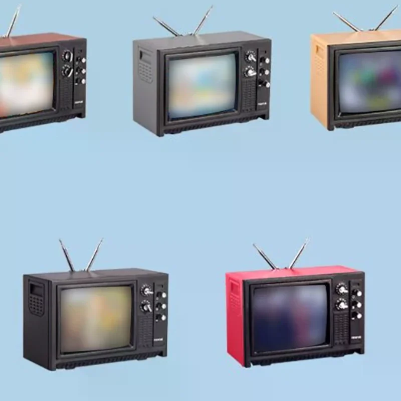 Mini TV Retro para casa de muñecas, adornos de juguete, muebles de simulación en miniatura para decoración de sala de estar