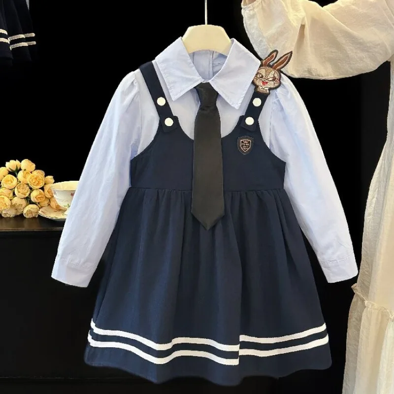 

Весеннее детское платье 2025, новое платье в студенческом стиле для девочек, два платья принцессы в западном стиле для одного года