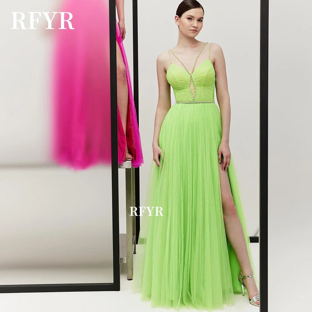 فستان RFYR A Line للحفلات الراقصة على شكل قلب مع حزام فستان حفلات المشاهير مطرز بالخرز رداء الأميرة فيستدوس فييستا مخصص #1