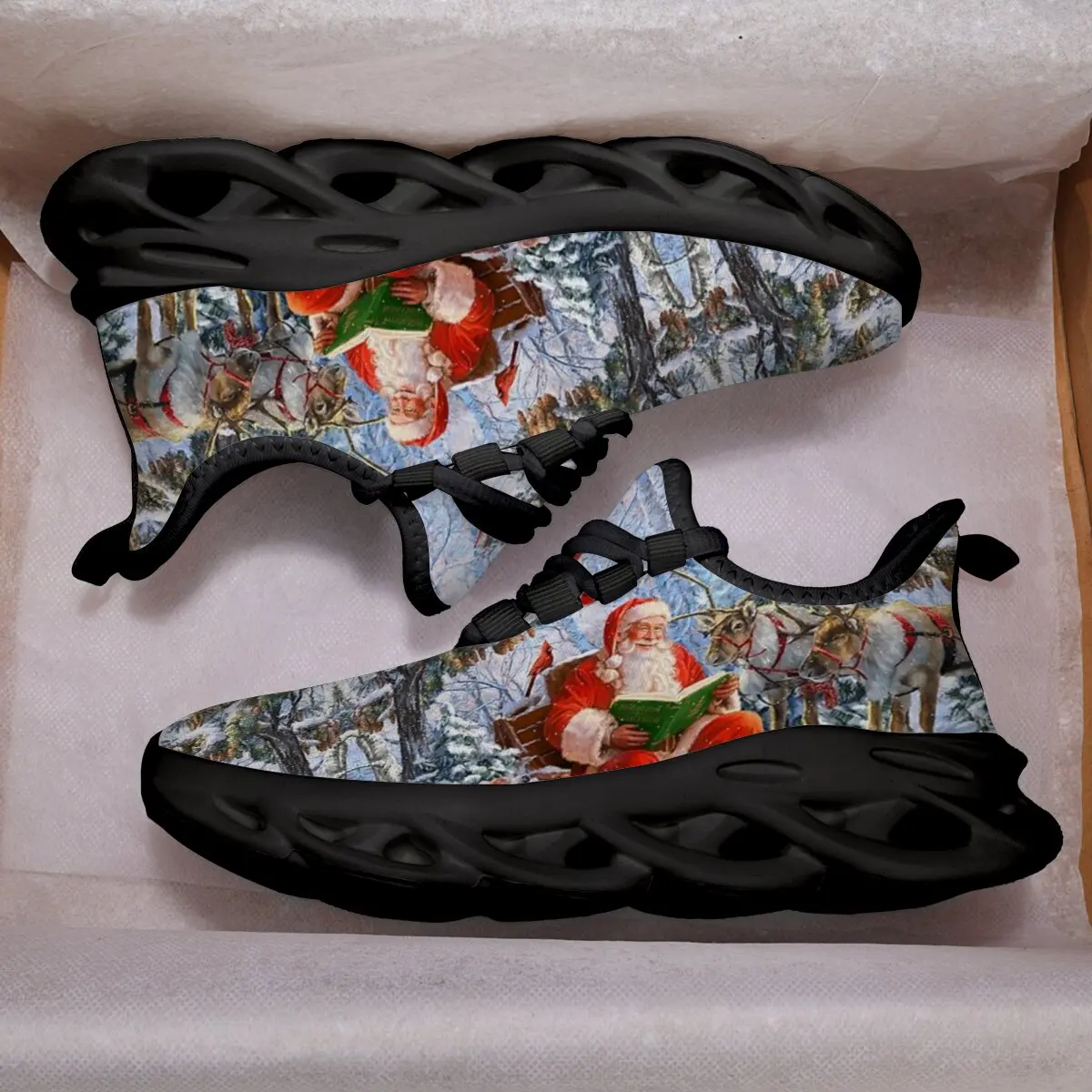 

New Children Sneakers for Boys Christmas Santa Claus Reindeer Sports Shoes Breathable Running Sports Sneakers Girls Gift