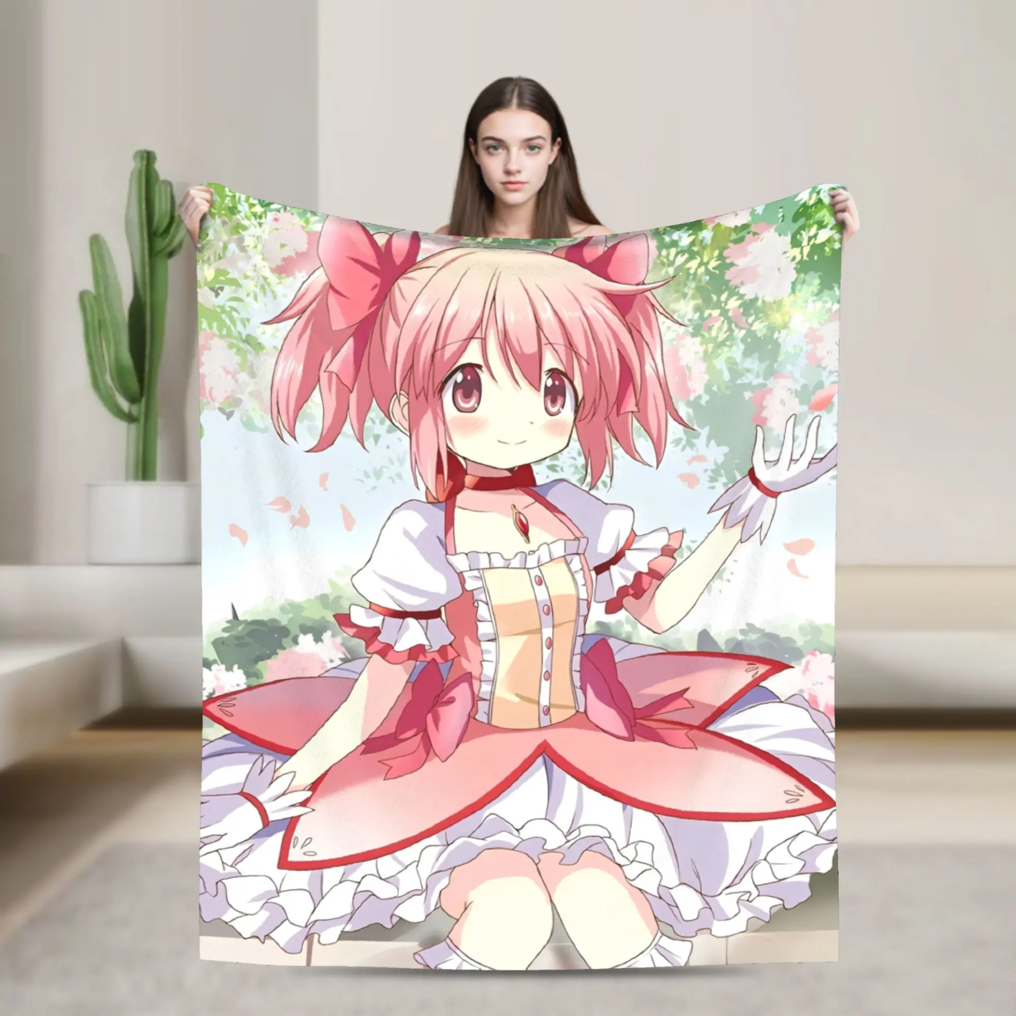 Puella Magi Madoka Magica Anime Blankets Fleece  Super Soft Throw Blanket for Bedroom Sofa Bedspread