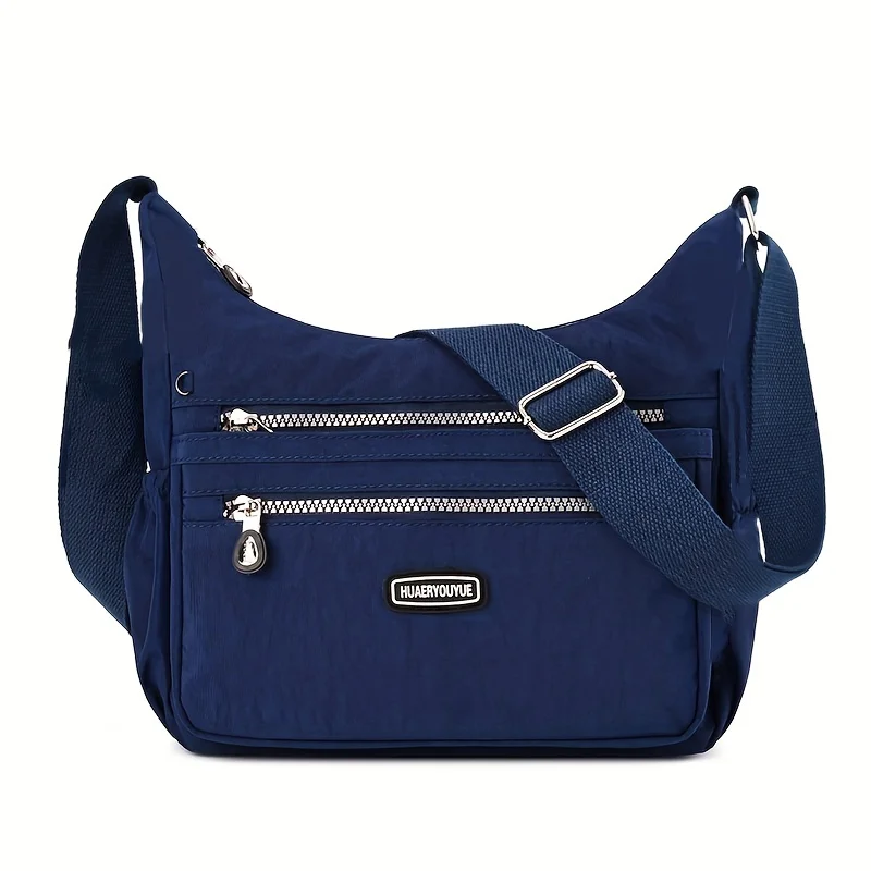Nylon Crossbody Bag, Lightweight Zipper Shoulder Bag, Multi Pockets Messenger Bag Purses