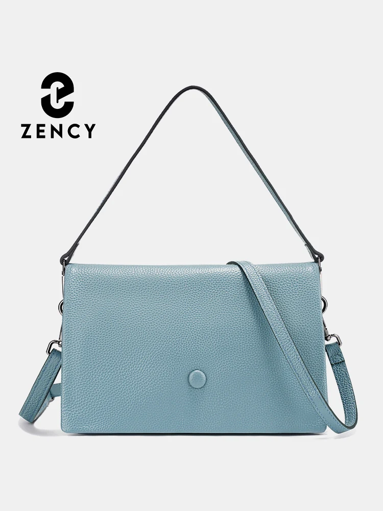 

Zency Women's Shoulder Bag Simple Leather Handbag Solid Color Crossbody with Long Strap Flap Bags Fashion Satchels Sac