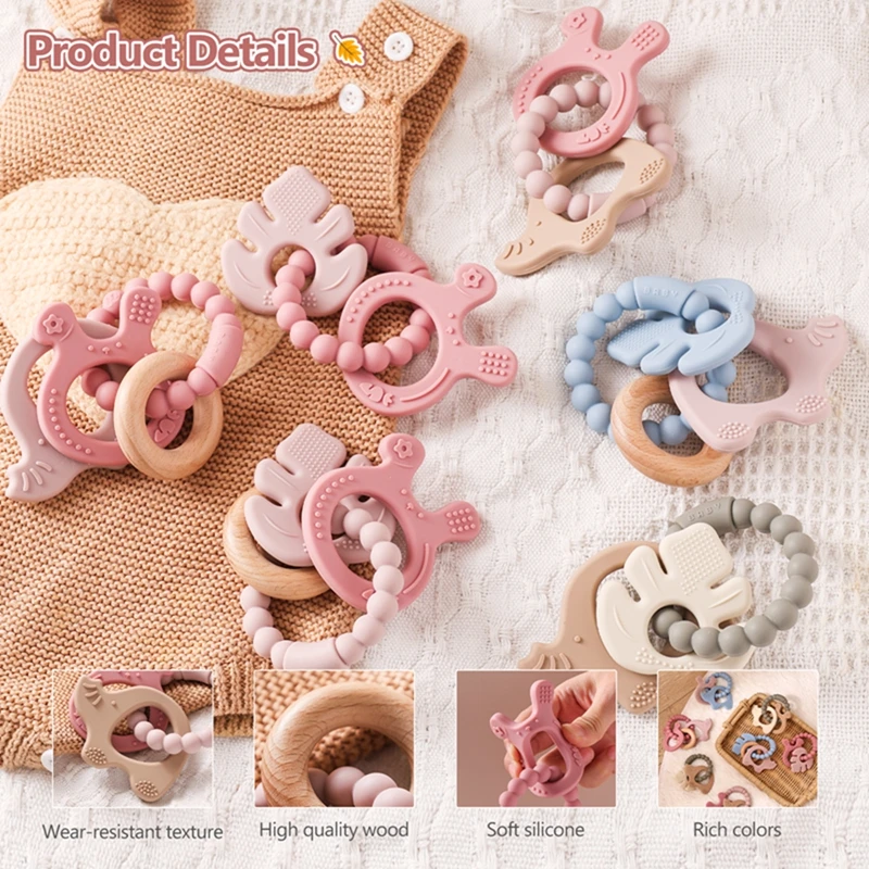 Giocattoli per massaggiagengive in Silicone braccialetto in Silicone senza BPA coniglio elefante giocattolo per la dentizione giocattoli per neonati in Silicone per uso alimentare regalo per bambini