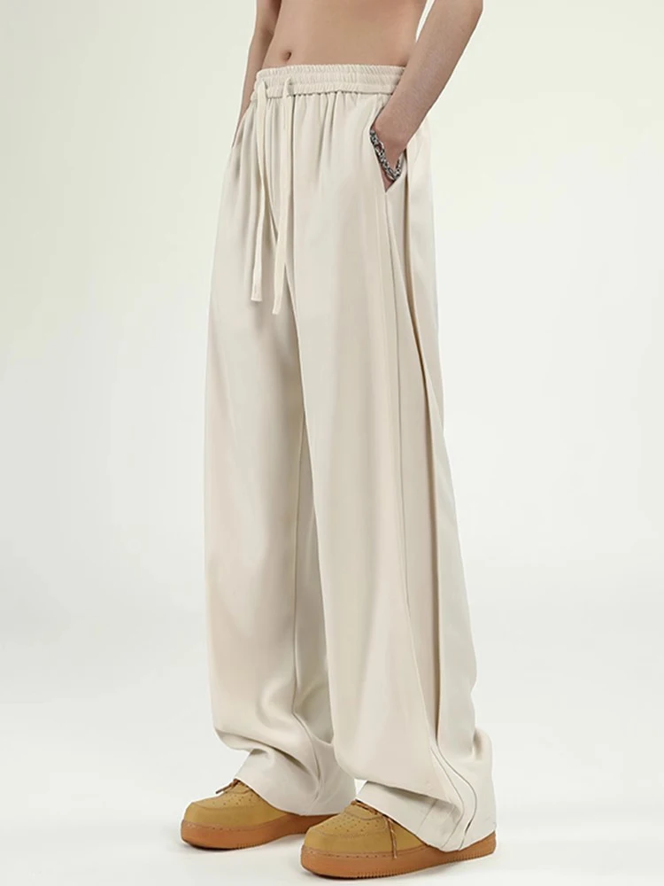 

Aymelon American Retro Ice Silk Casual Men's Summer Loose Straight Leg High Waist Wide Leg Pants Straight Cut Youthful Energy