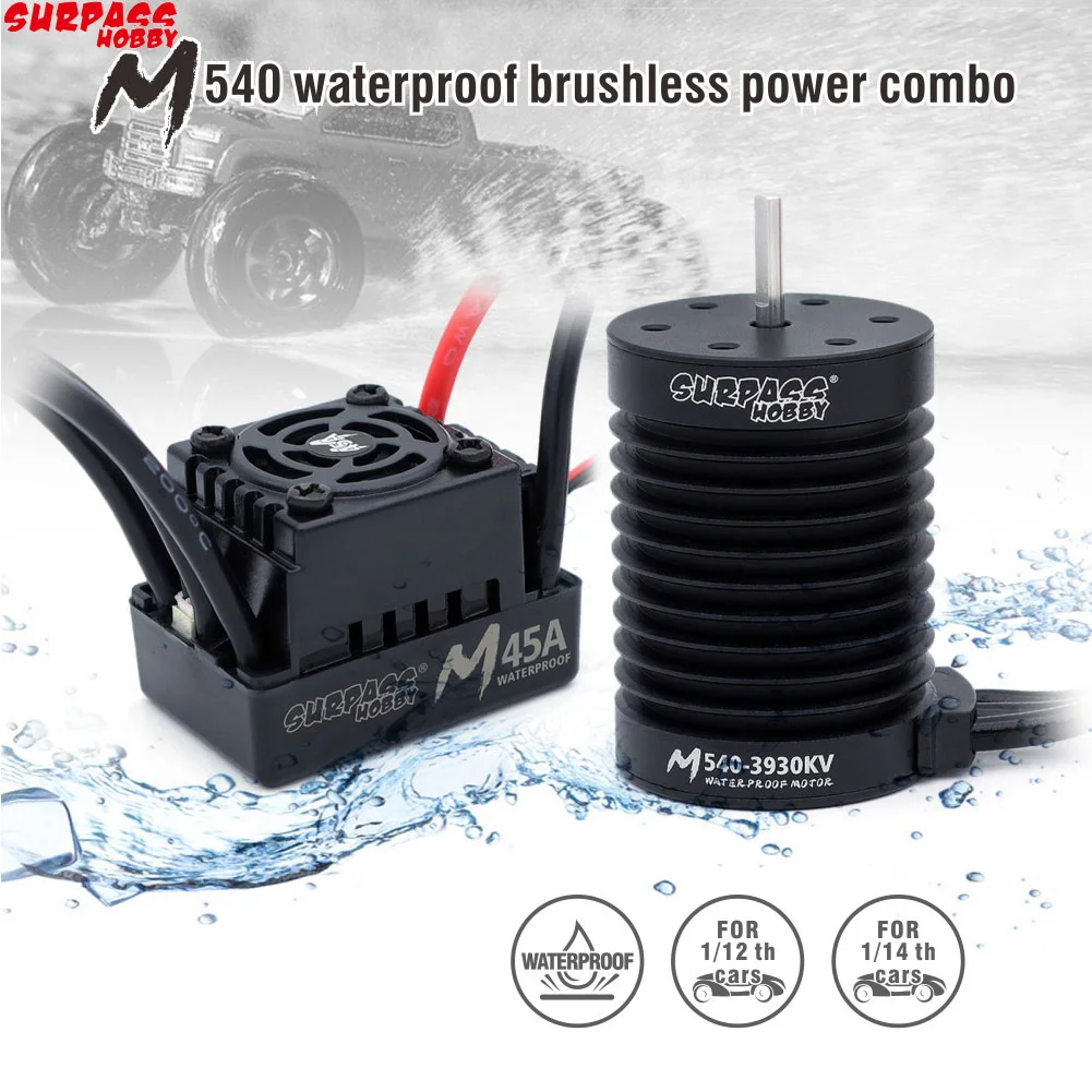 SURPASS HOBBY M540 M3650 M3660 Combo Waterproof Brushless Motor 3500/4200KV w/M45A/60A ESC for 1/10 1/12 RC Car Traxxas Off-Road