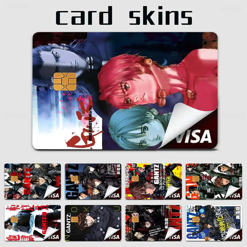 

Japanese Anime Gantz Classic Vintage Game Film Cover Sticker Case For Small Chip Credit Debit Card Front Side