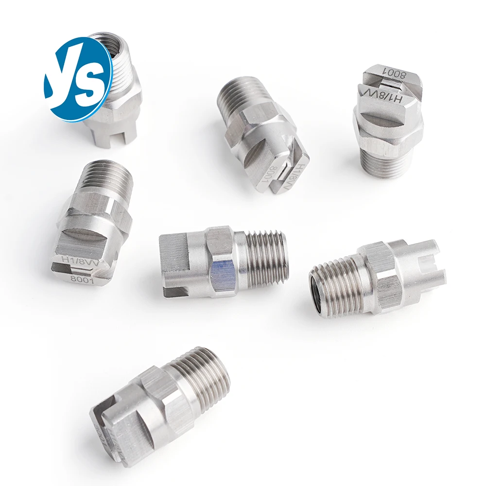جودة عالية 1/8 "1/4" 15 ~ 110 درجة SS304 مروحة مسطحة HVV HU فوهة الرش ، تنظيف المصنع الصناعي ، غسل إزالة الغبار