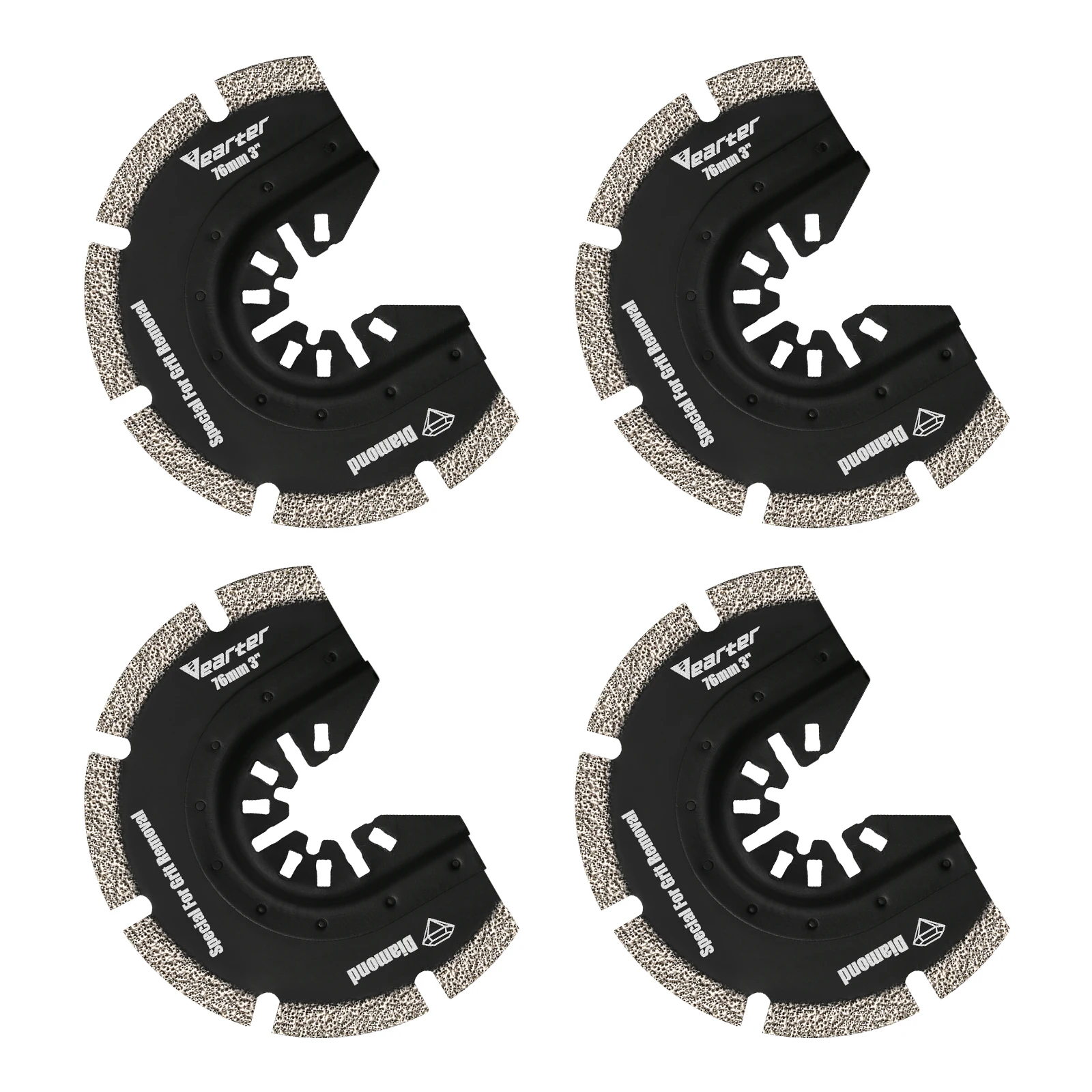 4Pack 76mm Diamond Semi-Circle Oscillating Multi-Tool Swing Saw Blades Precise For Mortar Grout Removal & Soft Tile Cut Tools