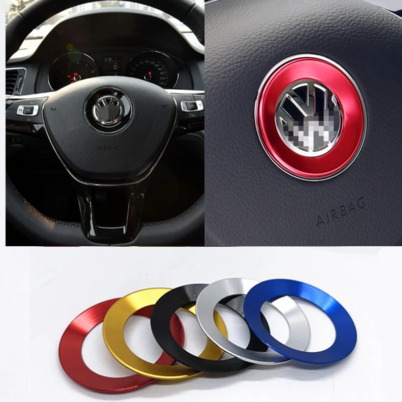 For Volkswagen Tristar 2011-2015 Eos 2010-2013 Scirocco Routan 2012-2019 Car steering wheel center logo mounting ring metal glit