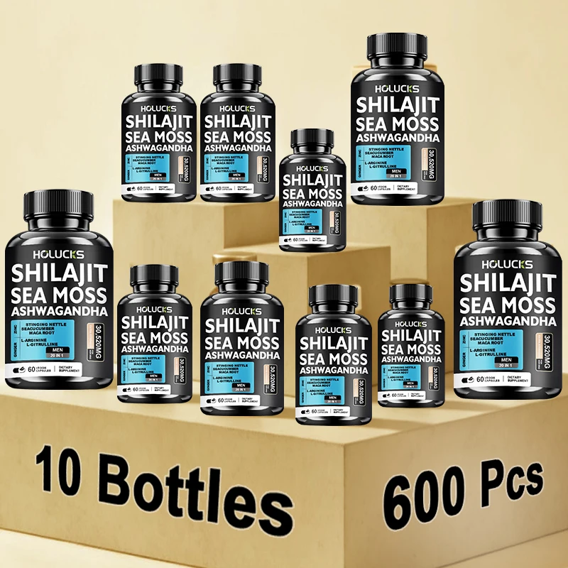 Premium Sea Moss Shilajit Ashwagandha Herbal Capsules, Male Energy Booster, Immune Support, Vitality & Daily Health Supplement