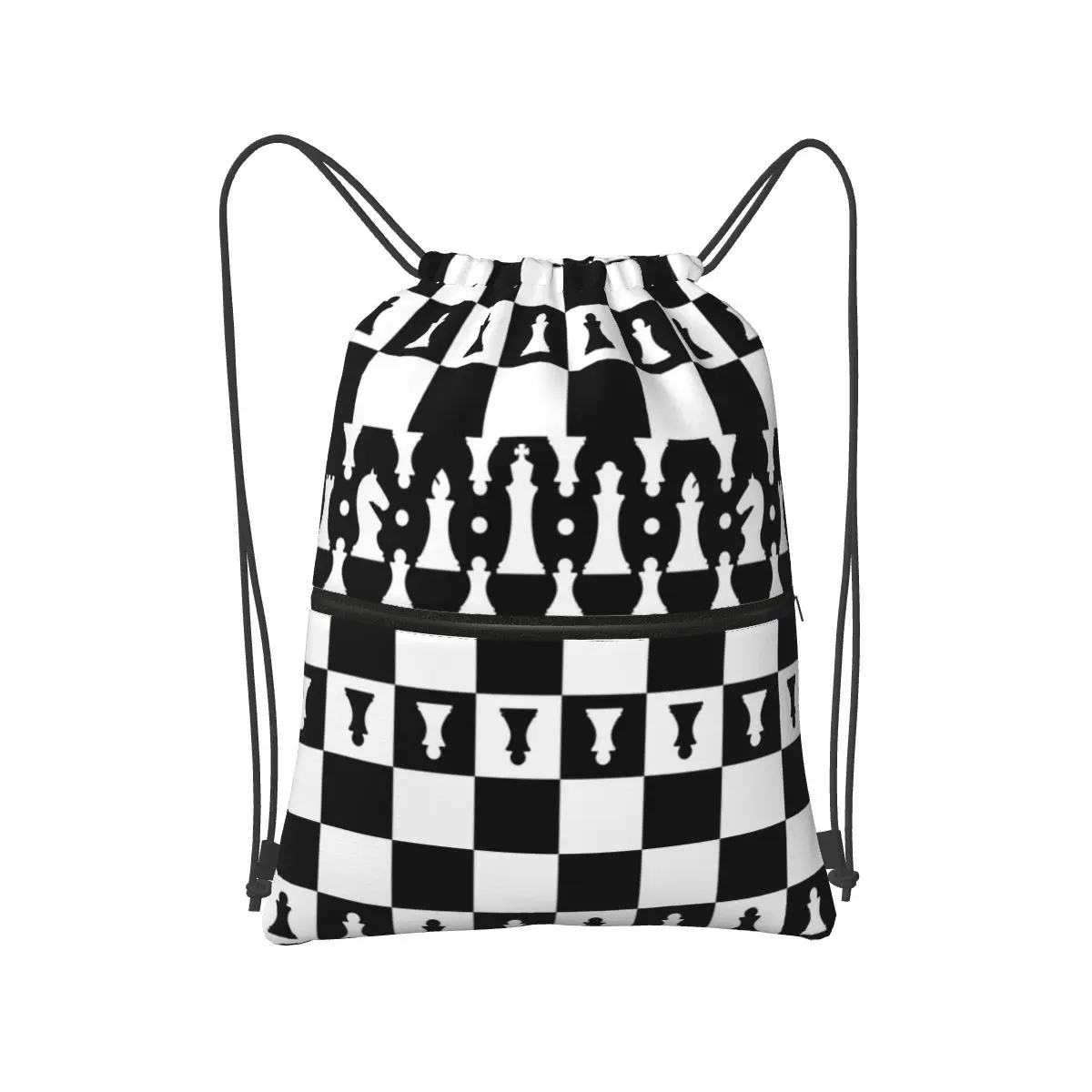 

Chess Pieces On Board Chessboard Backpacks Casual Drawstring Bags Sports Bag Book Bags for Travel School