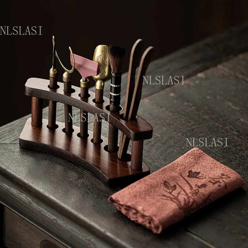

8pcs Solid Wood Tea Ceremony Accessories Set Chinese Style Tea Brewing Tools Household High-end Kungfu Teaspoon Tea Clips