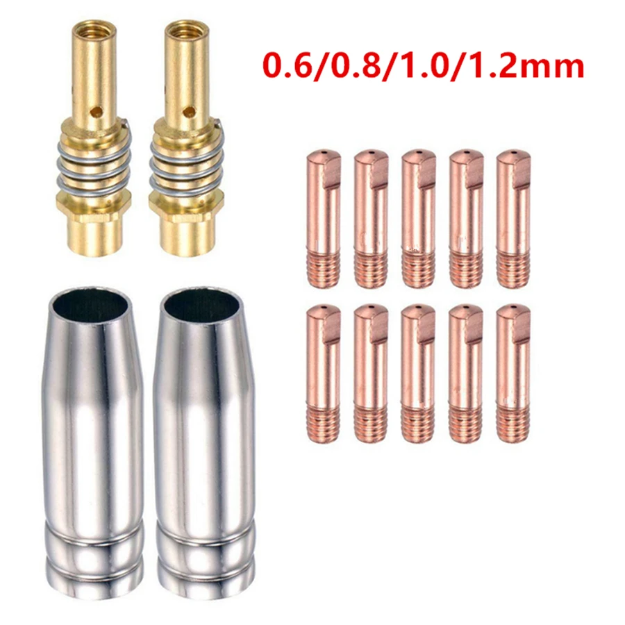 14pcs/set 15AK Consumable Welding Head 0.6/0.8/0.9/1.0/1.2mm MIG MAG Welding Torch Nozzle Gas Nozzle Tip Holder