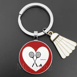Badminton keychain badminton player jewelry pendant glass keychain badminton event gift club wholesale