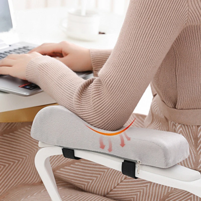 1PC Memory Foam Chair Armrest Pads Black Grey Computer Chair Armrest Cushion Relief Elbows Forearm Pressure Pad For Home Offiice